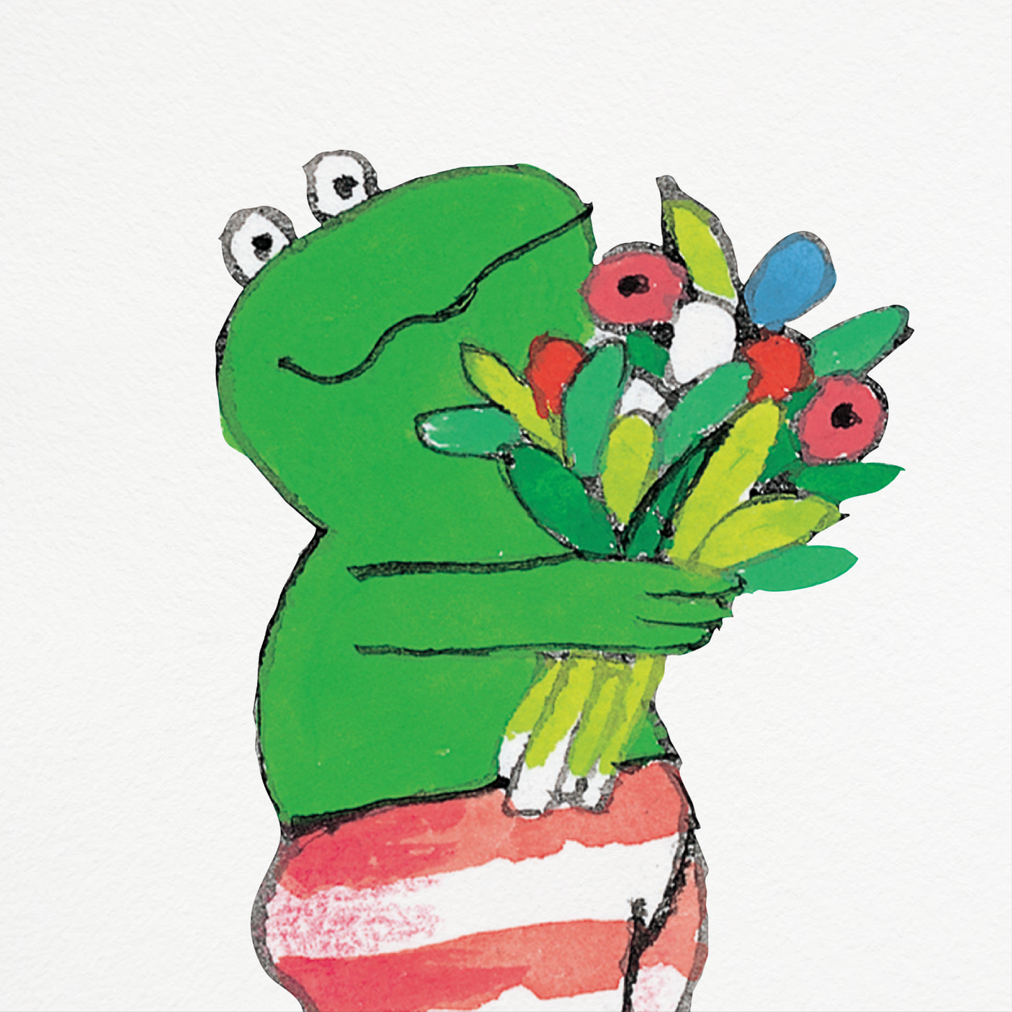 Kikker met Bloemen voor Eend